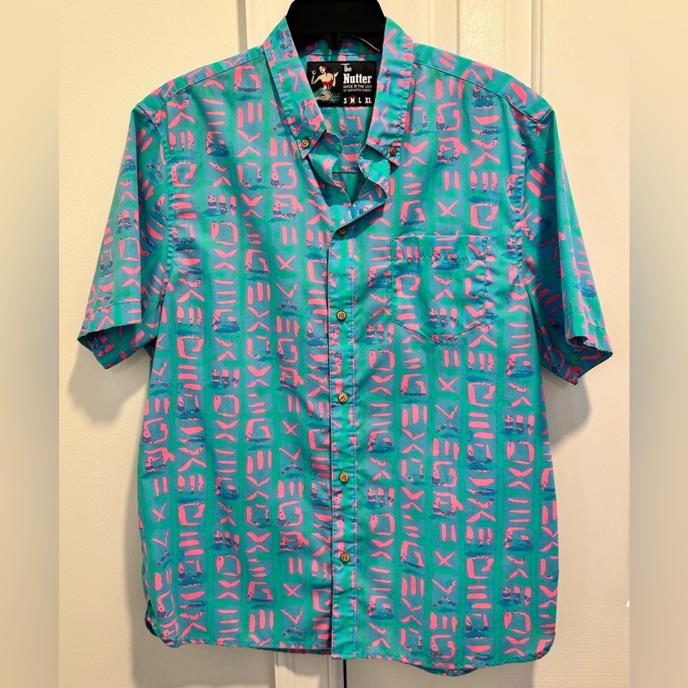 The Nutter Blue and Pink Casual Button Down Shirt